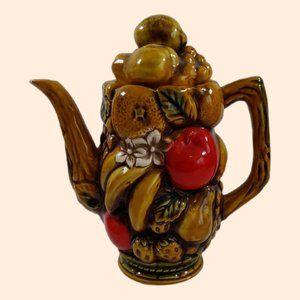 ARDCO Fine Quality Dallas Japan Fruit Harvest Majolica Teapot DAMAGED READ 8"